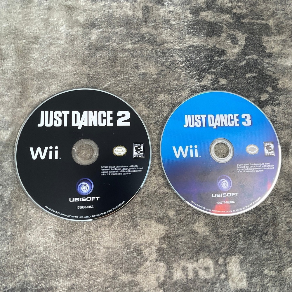 Just Dance 2 & Just Dance 3 Nintendo Wii Game Discs Lot Authentic Ubisoft
